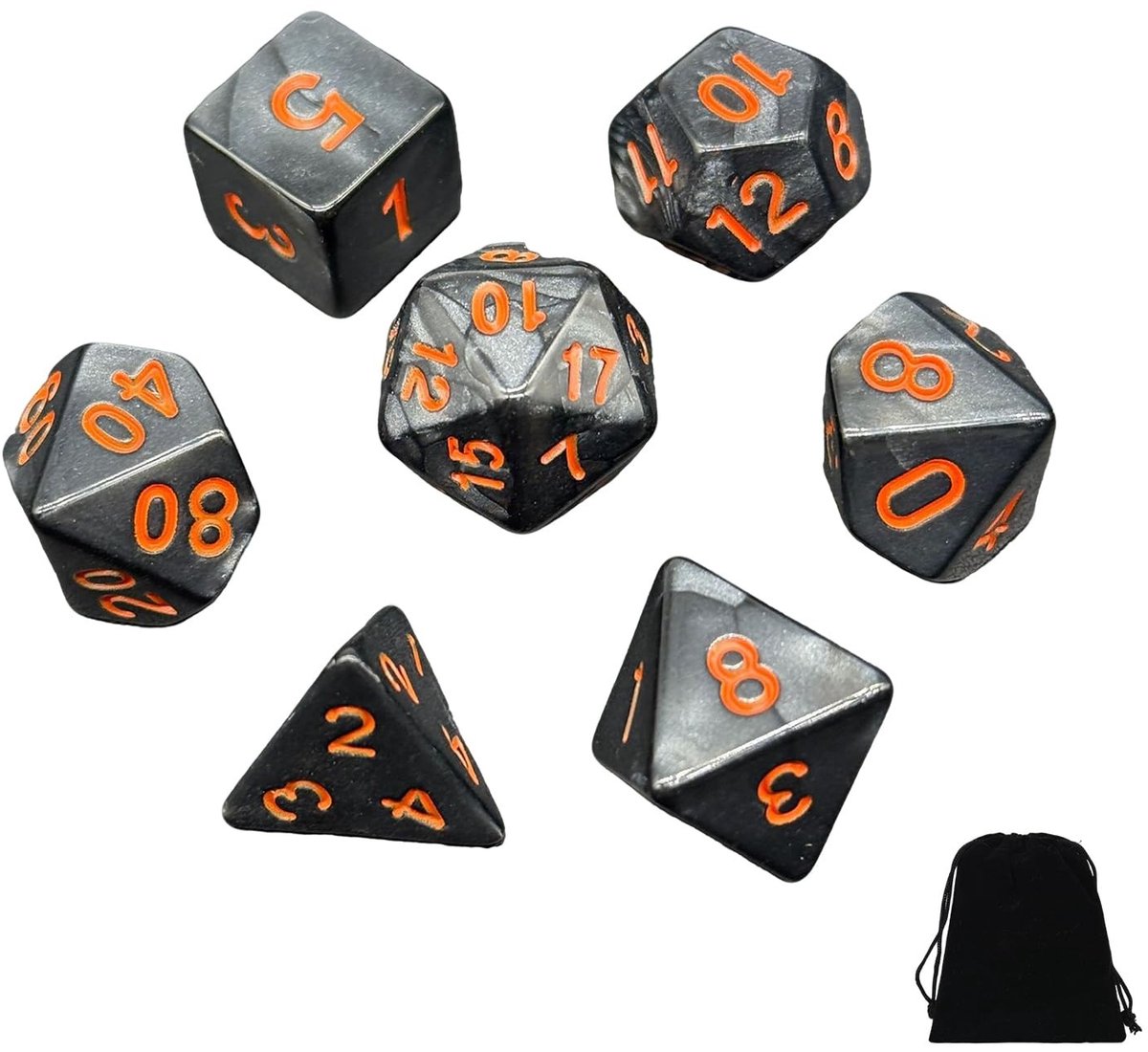 Solidchoice - Set van 7 Acryl Dobbelstenen met Marmer Effect voor RPG en DND