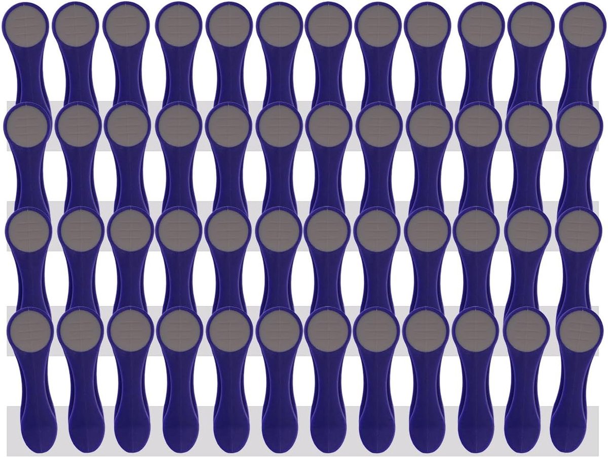 Wasknijpers 48 stuks - RVS spiralen - Soft Grip indigo grijs - Ideaal voor delicate stoffen - ShopVlot