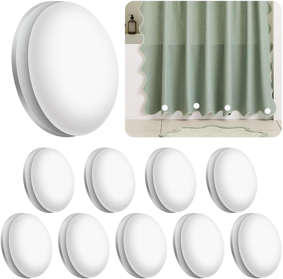 Solidchoice - Set van 10 Magnetische Gewichten voor Douchgordijnen