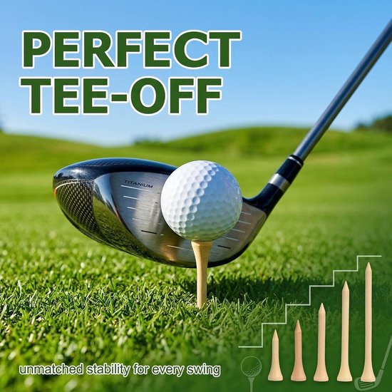 Golftees 60 stuks - 5 hoogtes van 35 mm tot 83 mm - Houten golfaccessoires - Milieuvriendelijk voor training en spel - ShopVlot — afbeelding 5