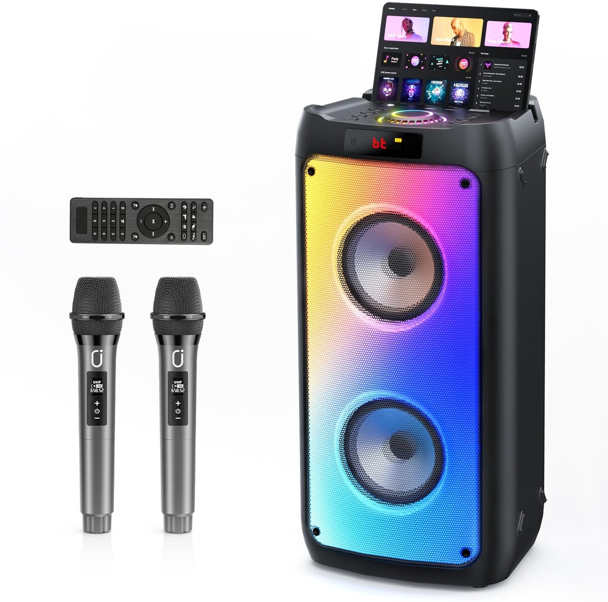 Solidchoice - Karaoke Systeem met 2 Microfoons, Draagbare Bluetooth Speaker