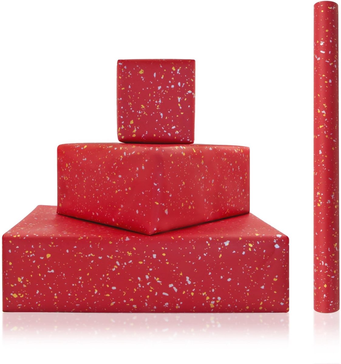 Solidchoice - Bourgondisch Inpakpapier met Gouden en Zilveren Spikkels