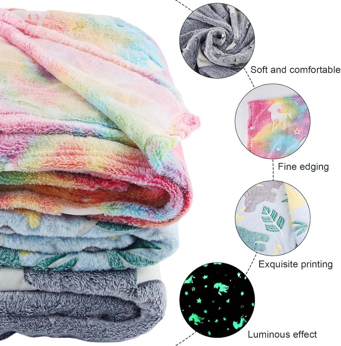 Cuddly Blanket 135 x 160 cm - Dinosaurus - Glow in the Dark - Magische slaapervaring voor kinderen - ShopVlot