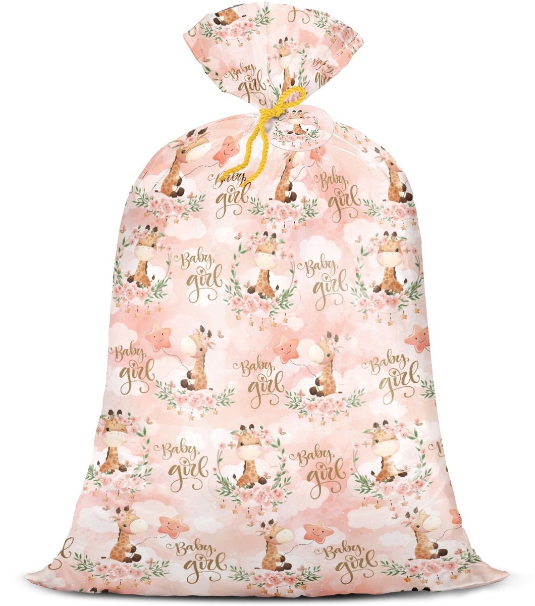Solidchoice - Jumbo Roze Giraffe Geschenkzak voor Babyshower en Feestjes
