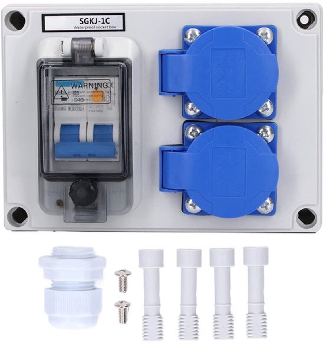 SGKJ-2C Duits Stopcontact - Waterdicht - ABS Shell - 2-Positie 200-250V met 40A 1P+N Aardlekschakelaar