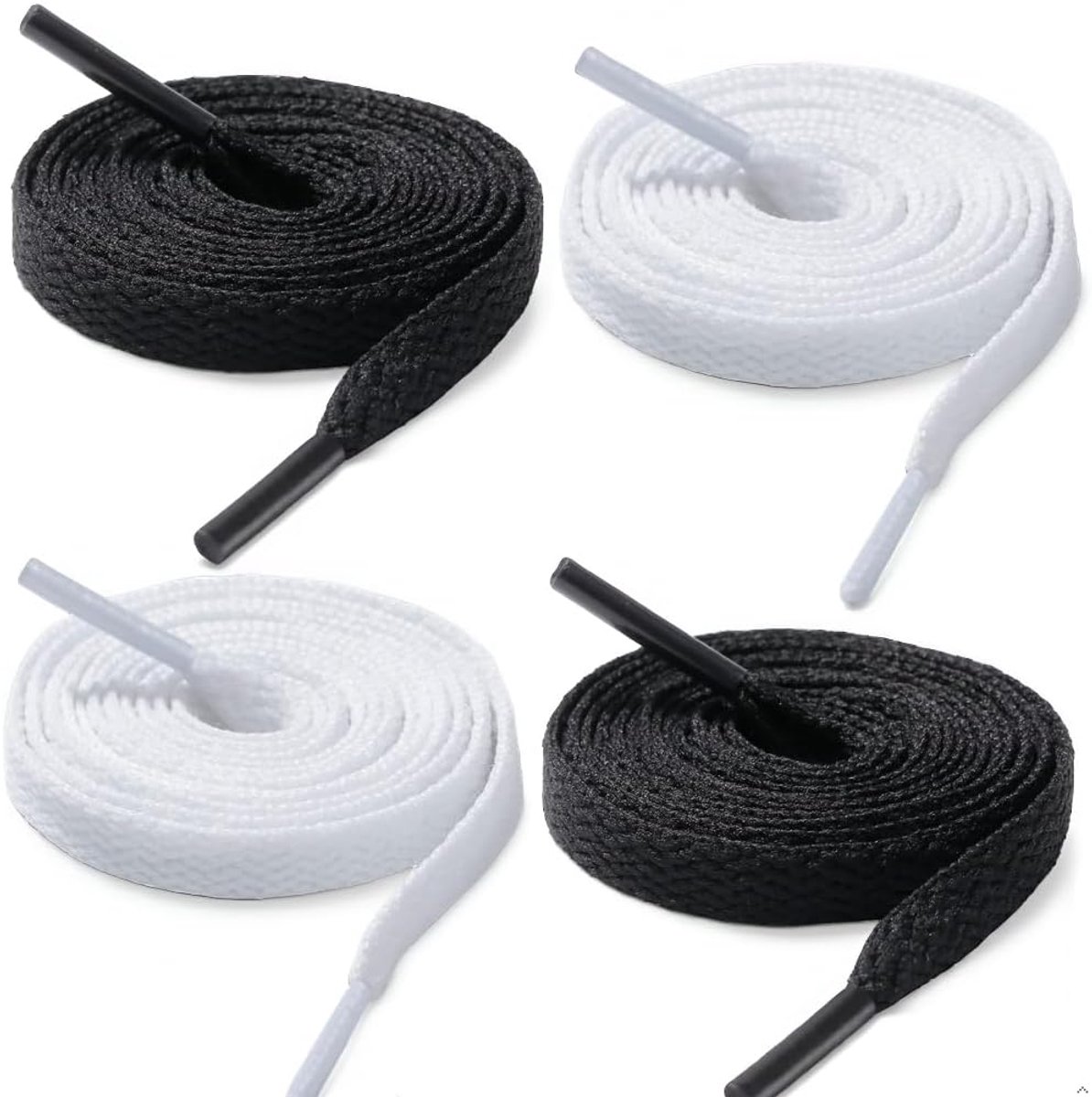 Vlakke Sportveters 120cm - Zwart/Wit - Duurzaam - Perfect voor sport en leisure - ShopVlot