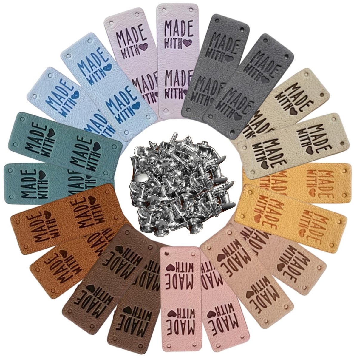 Solidchoice - 20 Stuks Handmade & Made with Love Labels van PU Leer