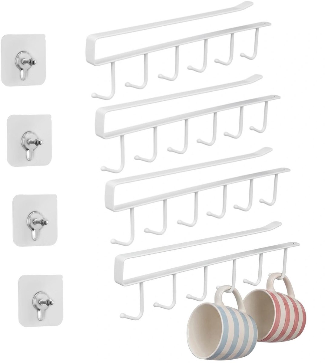 Solidchoice - Set van 4 Boorvrije Mokkenrekken voor Keuken en Kast