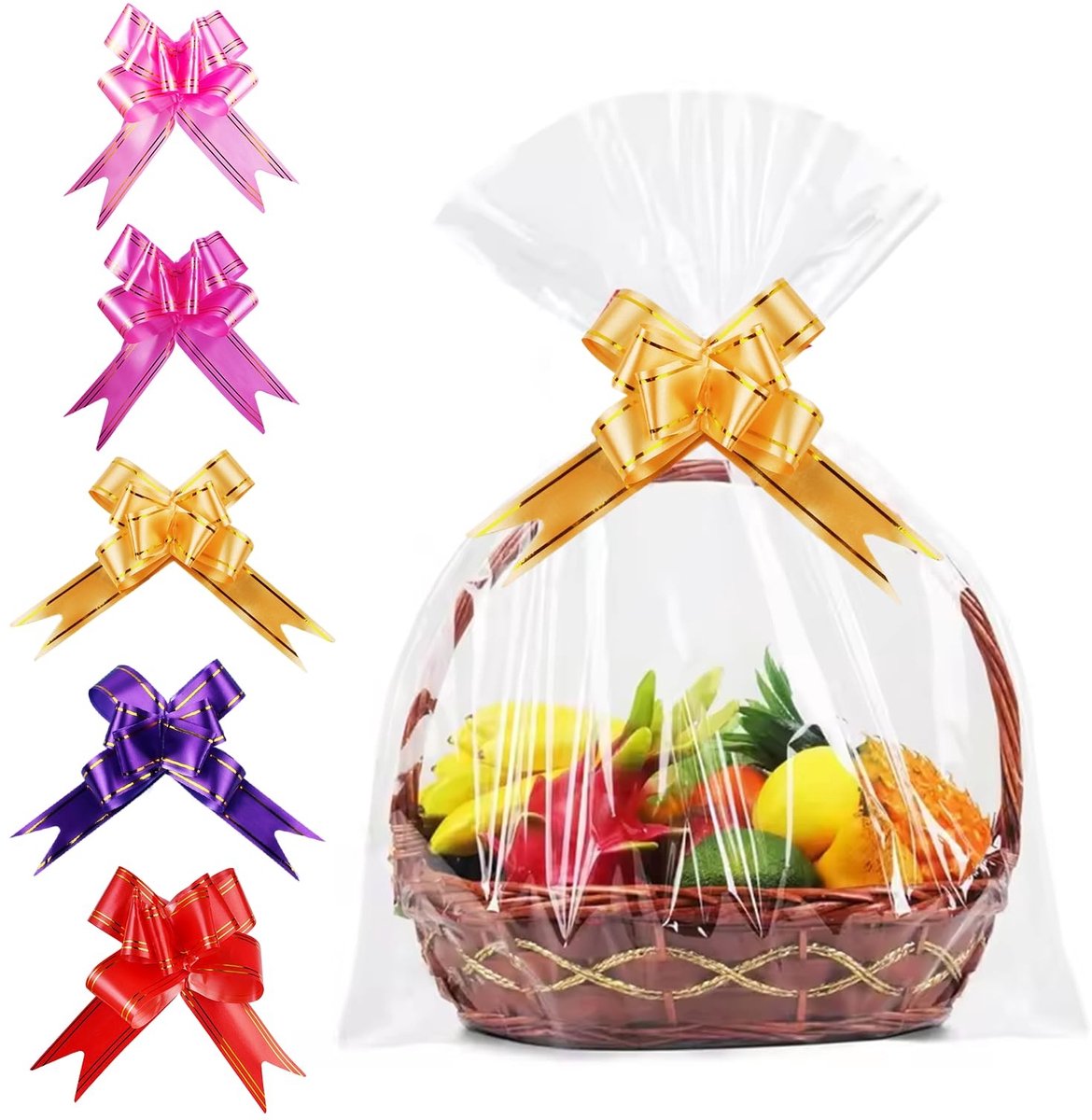 Solidchoice - 5 Stuks Grote Transparante Cadeautassen met Strikken