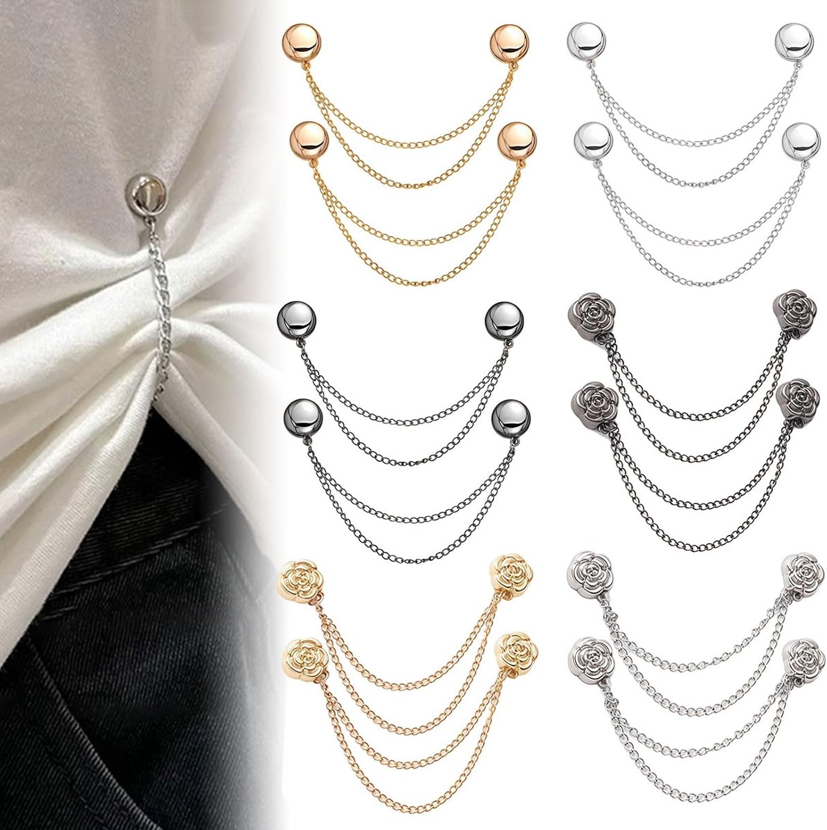 Magnetische kledingclips 12 stuks - multifunctioneel - met ketting - ideaal voor het bevestigen van kleding - ShopVlot