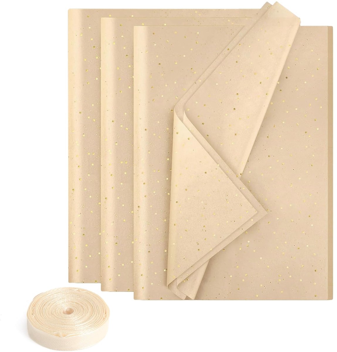 Solidchoice - Set van 30 Vellen Glitter Cadeaupapier met Satijnen Lint