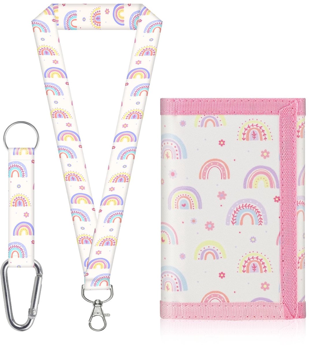 Solidchoice - Kinderen Portemonnee met 2 Lanyards - Regenboog Print