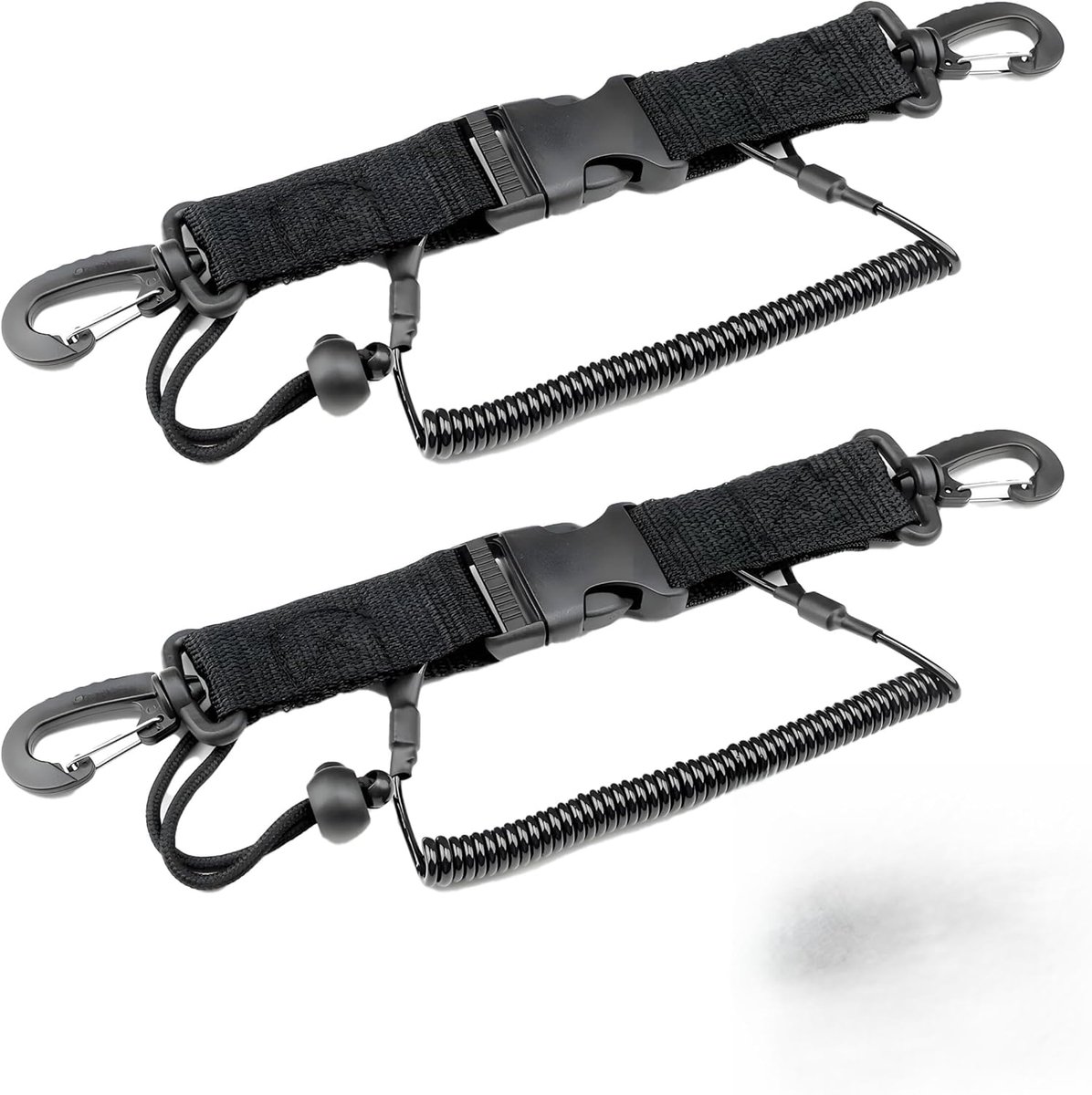 Spiraalkabel duikaccessoires 150 cm - met karabijnhaak en clips - flexibel en veilig - ideaal voor duikuitrusting - ShopVlot