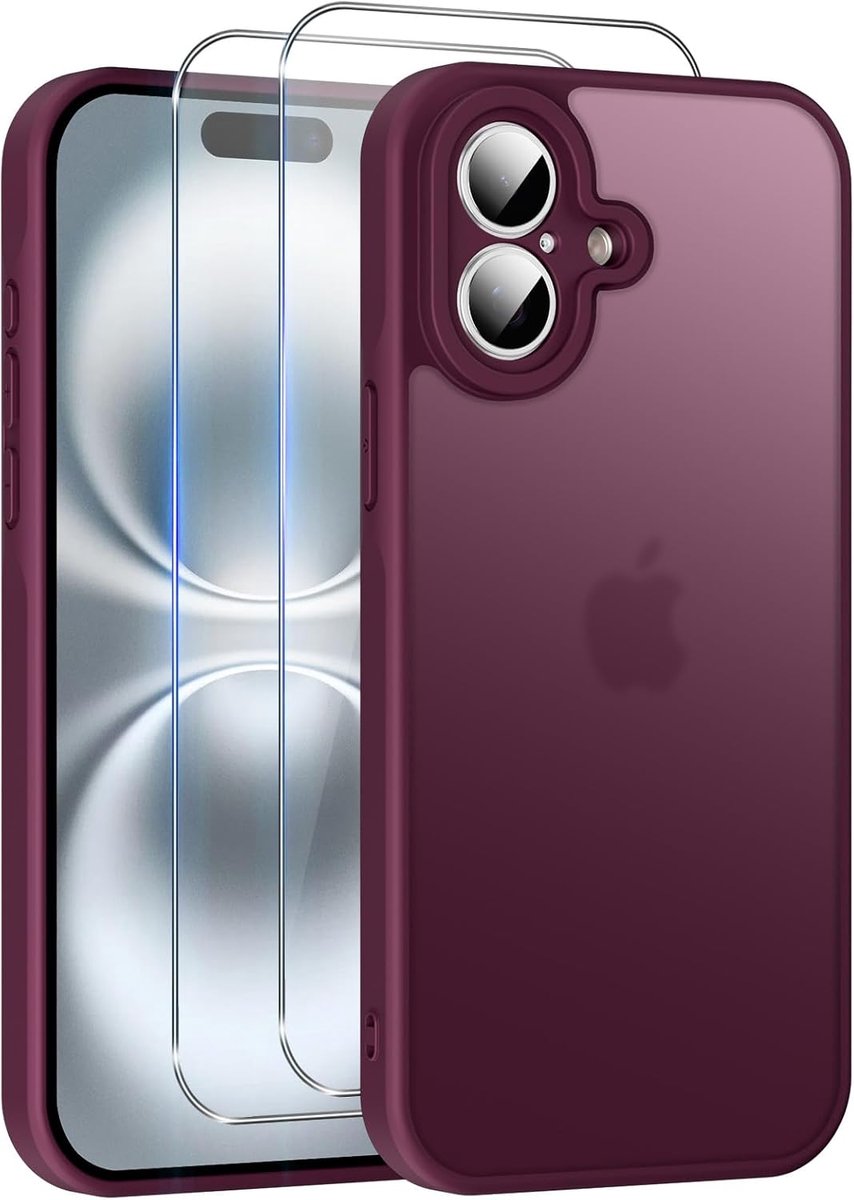 Beschermhoes voor iPhone 16 - transparant mat - schok- en krasbestendig - optimale camerabescherming - ShopVlot