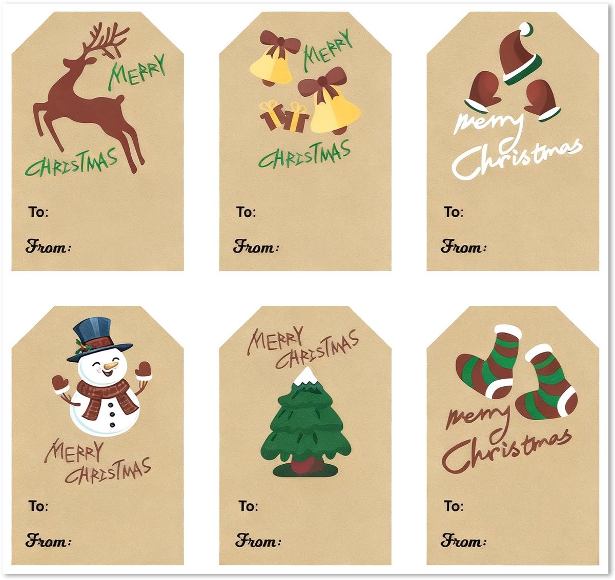 Solidchoice - Set van 180 Zelfklevende Kerstlabels