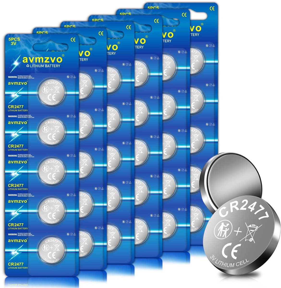 Solidchoice - CR2477 3V Lithium Knopcelbatterijen, 30 Stuks