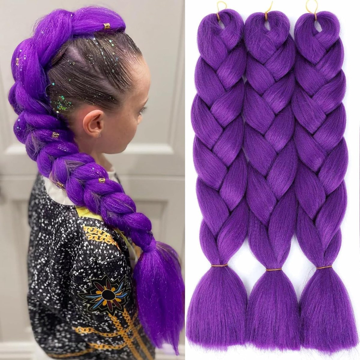 Jumbo vlechten 24 inch - paarse synthetische haarextensions - voor een natuurlijke uitstraling - eenvoudig te stylen - ShopVlot
