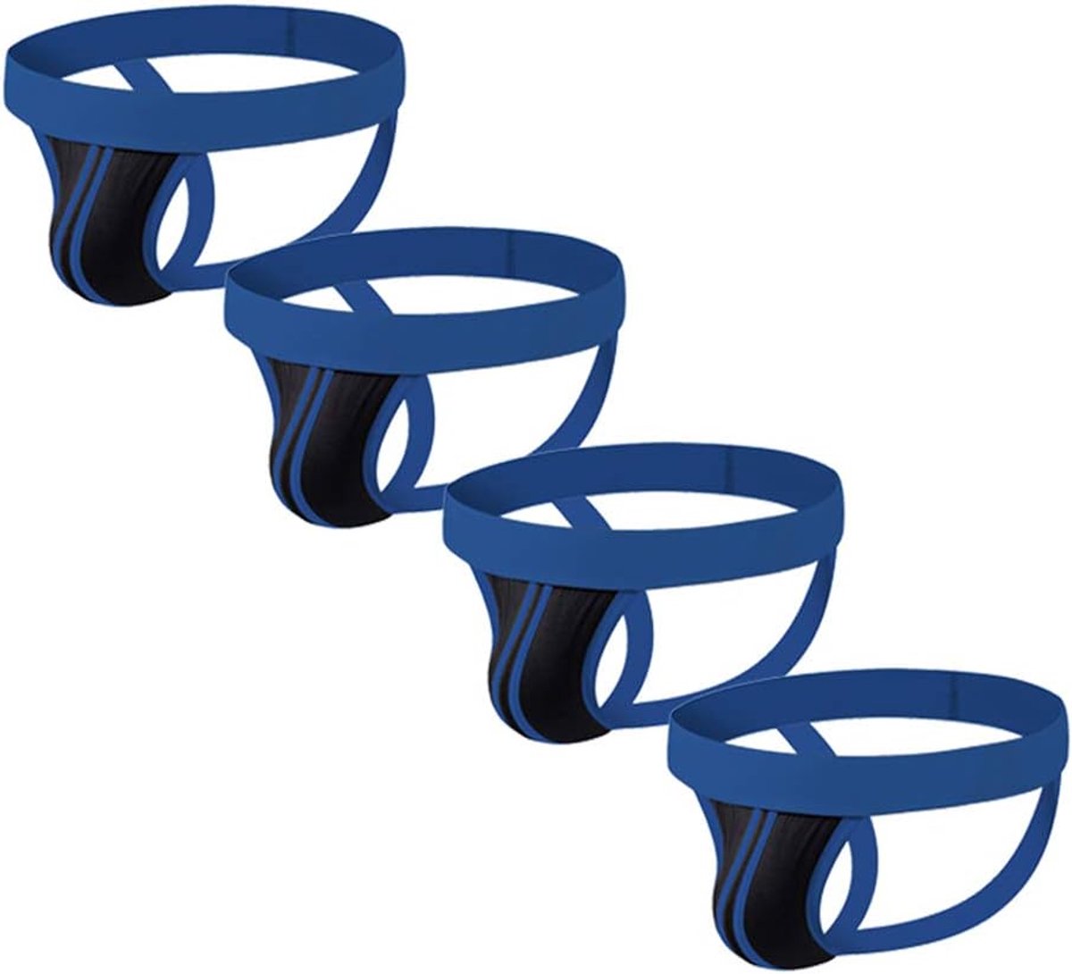 Jockstrap Supporter XXL - Gestreept Katoen - 4-Pack Blauw - Comfortabele Ondersteuning - ShopVlot