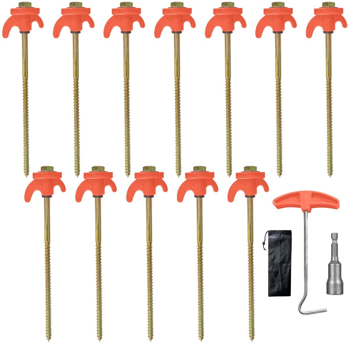 Solidchoice - Set van 12 Schroefpinnen voor Tentbevestiging met Puller
