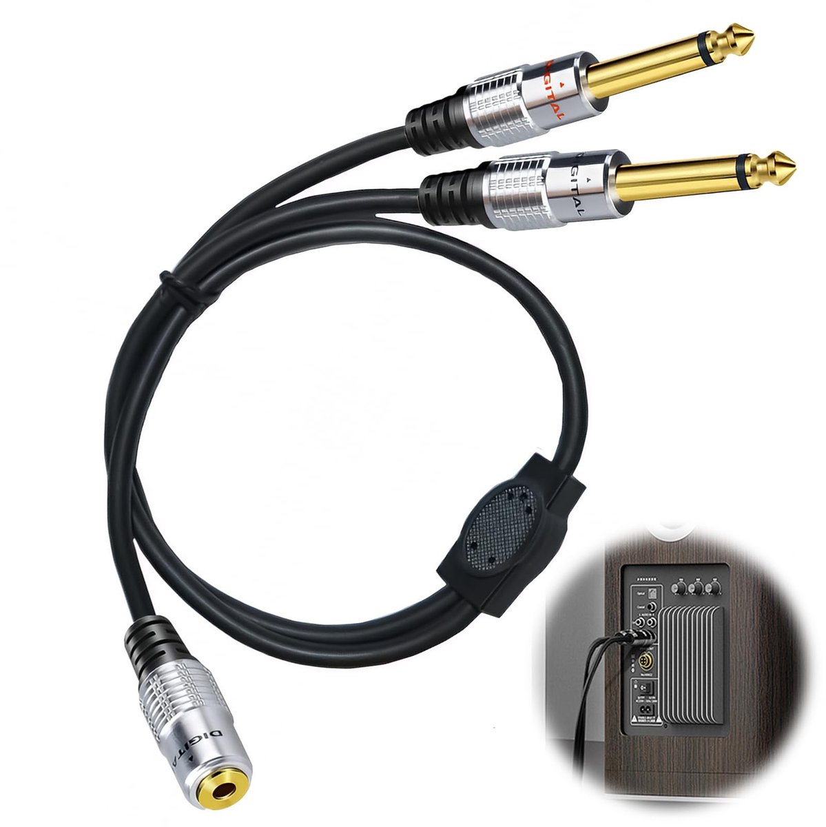 Solidchoice - 3.5mm naar 2x 6.35mm Audio Splitter Y Adapter Kabel