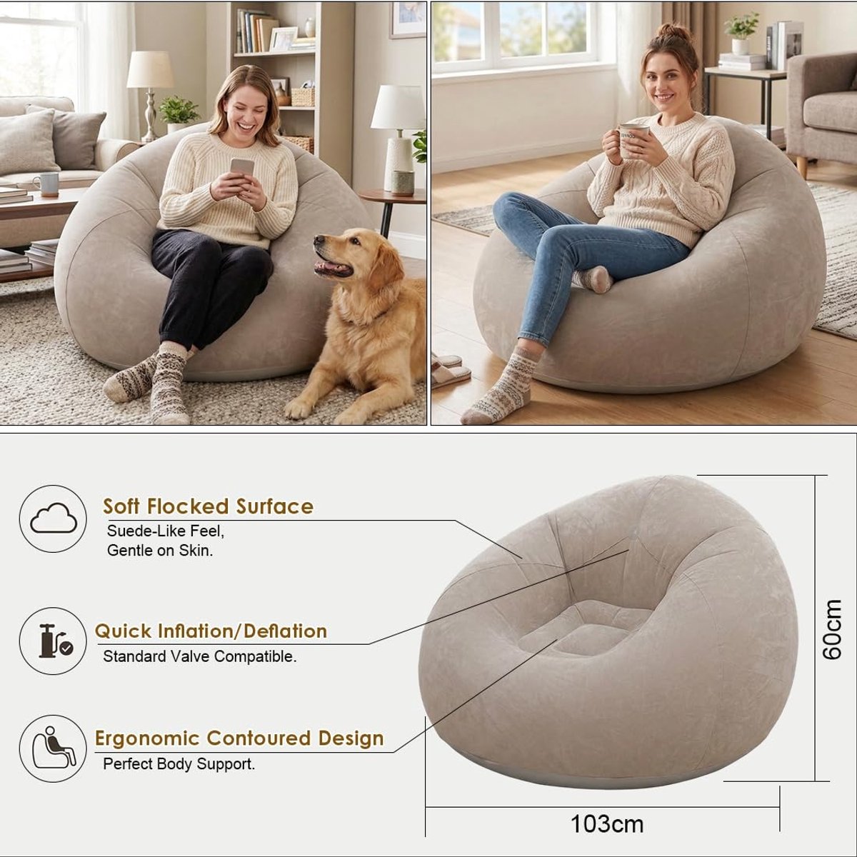 Solidchoice - Opblaasbare Air Sofa met Pomp, Flexibel en Duurzaam