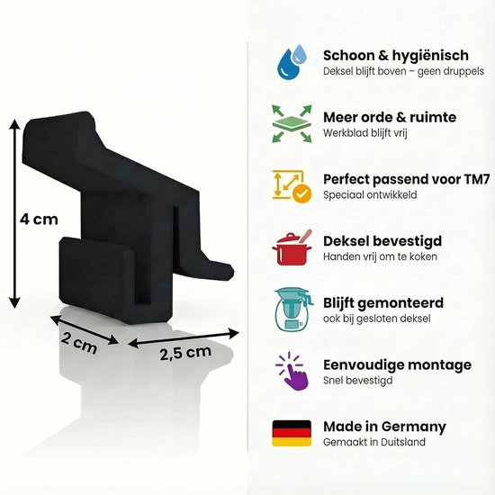 3 stuks dekselhouders compatibel met Thermomix TM7, dekselclips geschikt voor mixerdeksel, schone en ruimtebesparende - ShopVlot — afbeelding 5