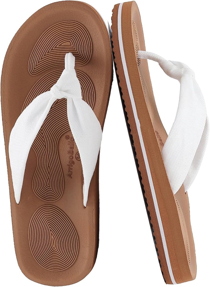 ARRIGO BELLO Women's Summer Toe Separator Beach Sandals with Comfortable Linen Strap Soft Non-Slip Size 36-41 - ShopVlot