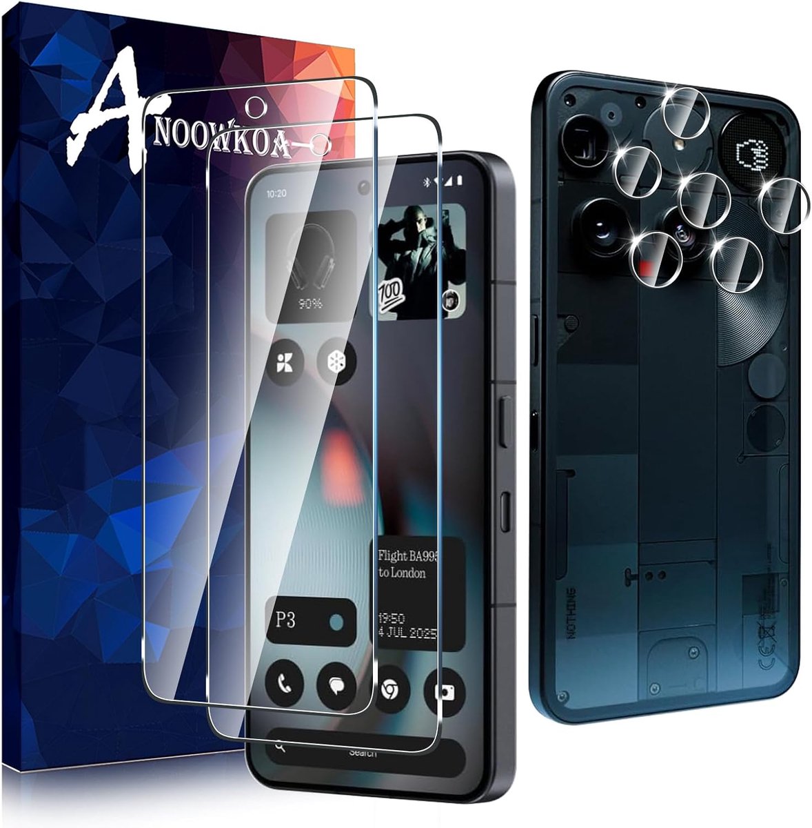 Anoowkoa 2+2 Pack for Nothing Phone 3 Screen Protectors and Camera Lens Protectors Guard Tempered Glass Film, Anti - ShopVlot