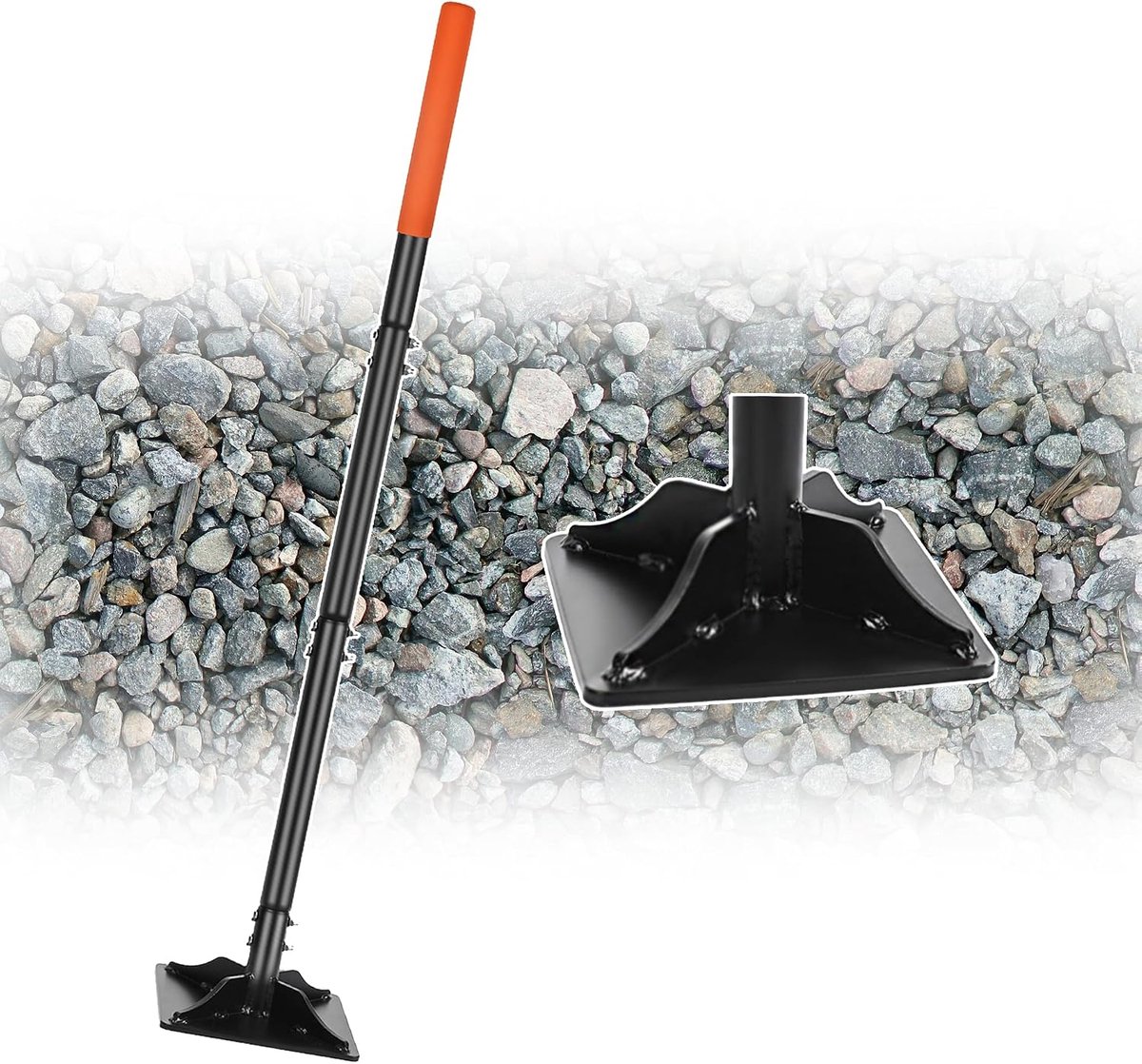 BARAYSTUS Garden Tamper, 112cm Heavy Carbon Steel, Adjustable Leveling Pestle for Installing Pavers and Repairing - ShopVlot