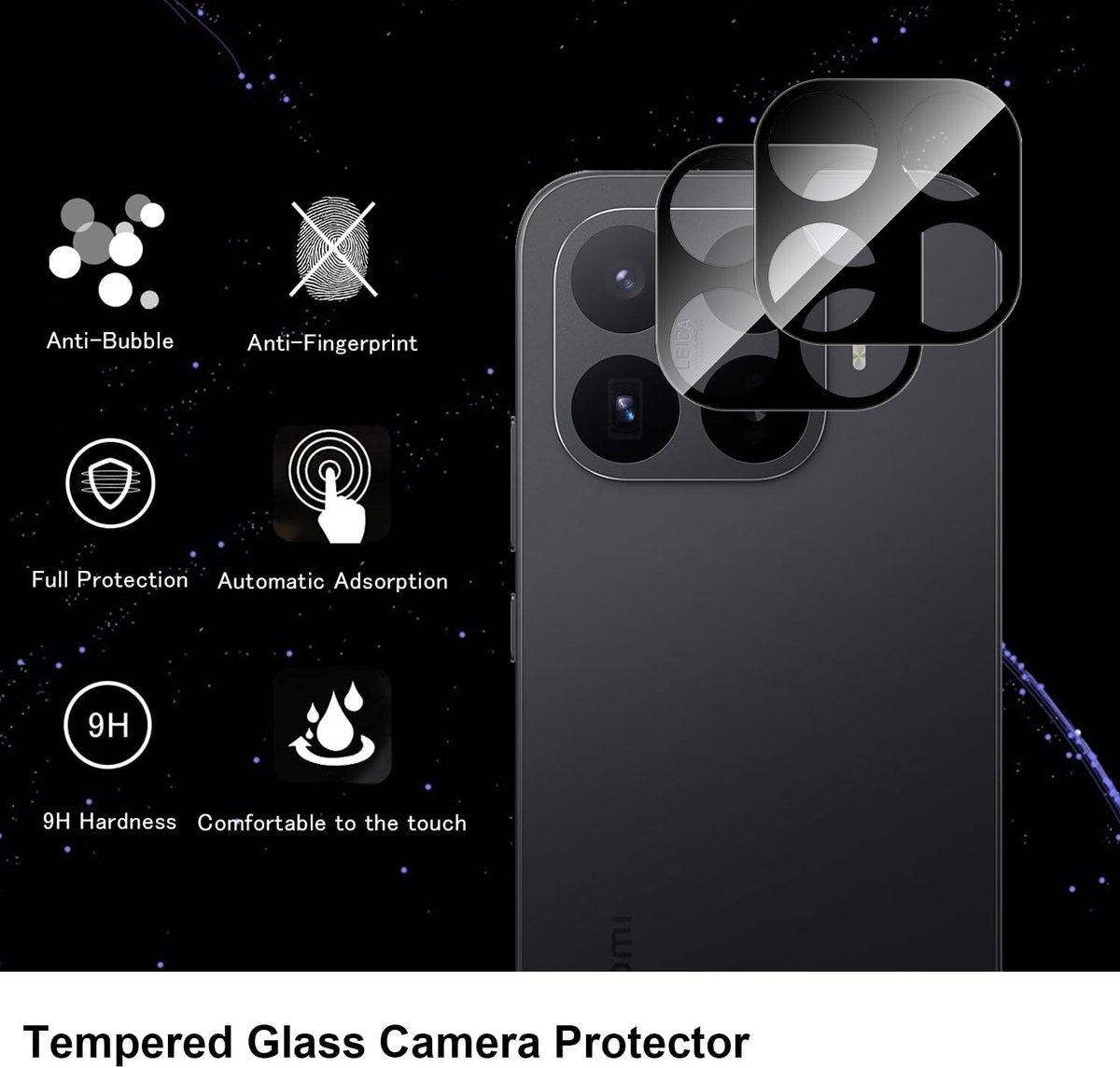 Holilo Camerabescherming voor Xiaomi Mi 15T/15T Pro, pantserglas, camerabeschermfolie, 2 stuks, krasbestendig, HD - ShopVlot