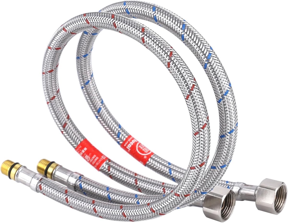 2pcs Connection Hose Fixture, Water Tap Connection Extension G3/8 x M10 x 50CM DN8 Connection Hose for Kitchen Mixer - ShopVlot