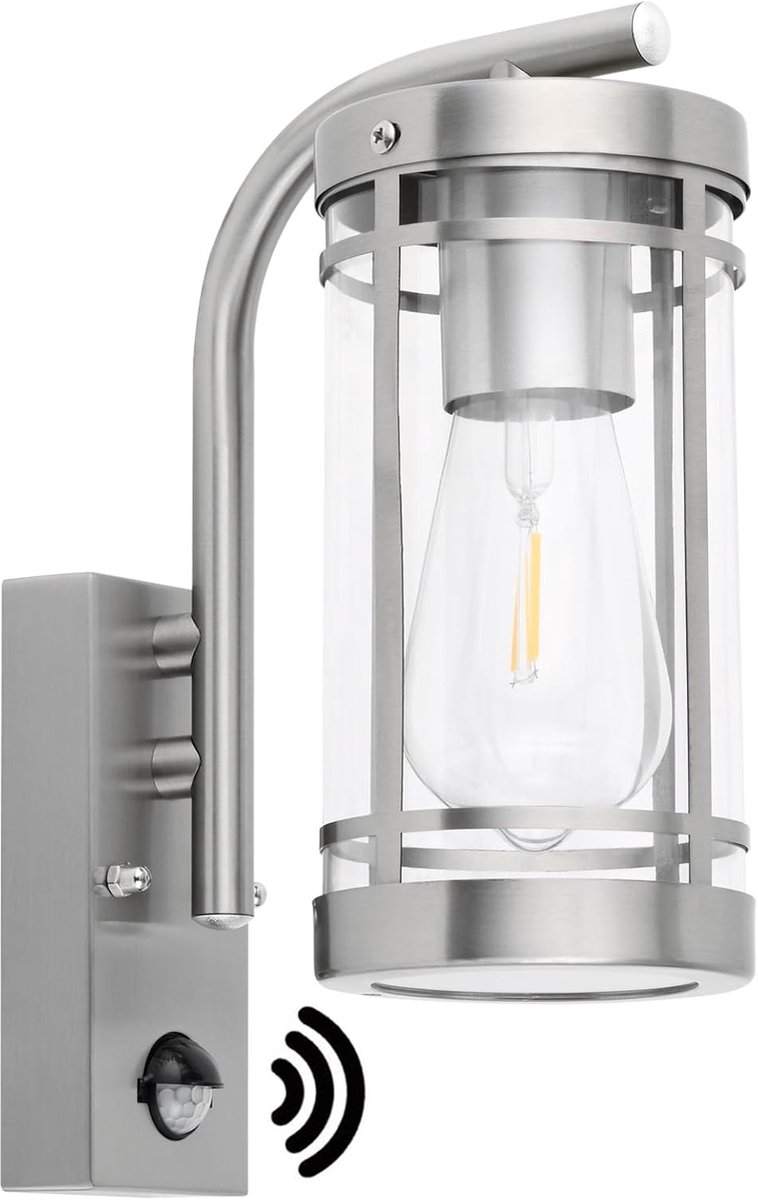 Outdoor Light with Motion Sensor, Stainless Steel,E27 Foot IP44 Waterproof Wall Lamp for Home, Garage and Entrance - ShopVlot