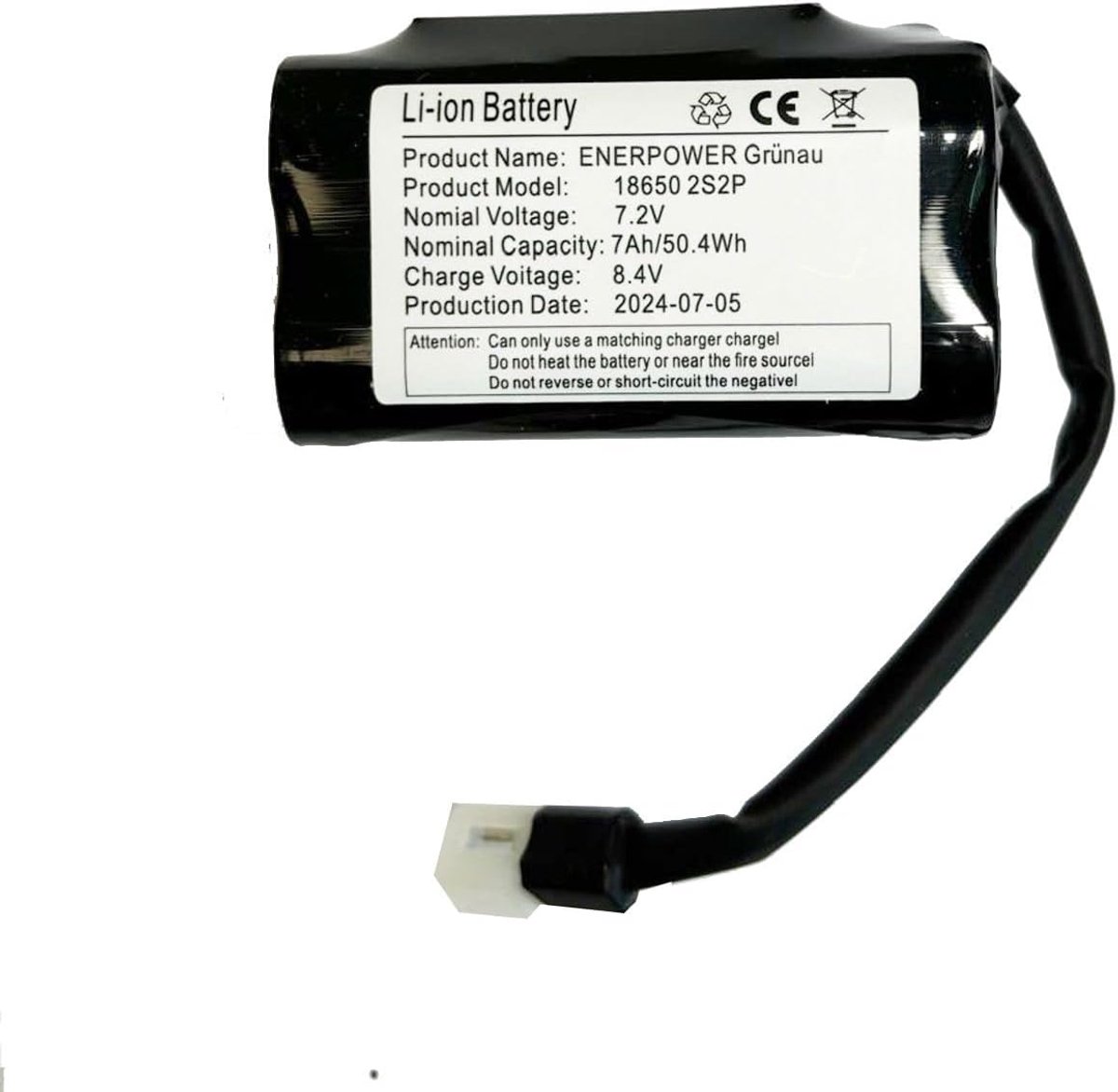 ENERpower Li-Ion battery Grünau 7.4 V 6800 mAh 2S2P for flashlights such as Lupine, MyTinySun, Sigma with charge level - ShopVlot