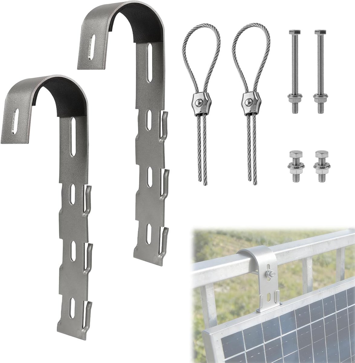 Photovoltaïsche haken voor balkon - RVS - Sterke stabiliteit - Ideaal voor zonnepanelen - ShopVlot
