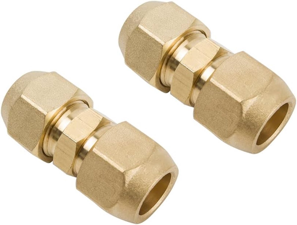 1/4 inch dubbele nipple - 2 stuks buisverlenging - koper - voor airconditioning en schroefverbinding - ShopVlot