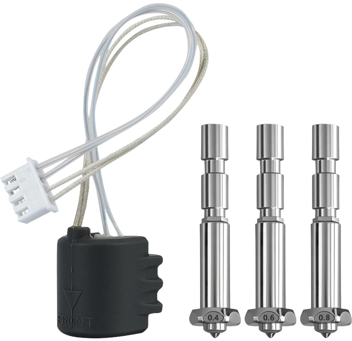 3D printer extruder kit 0.4mm - geïntegreerde geharde stalen nozzles - inclusief 2 vervangende throats - ShopVlot