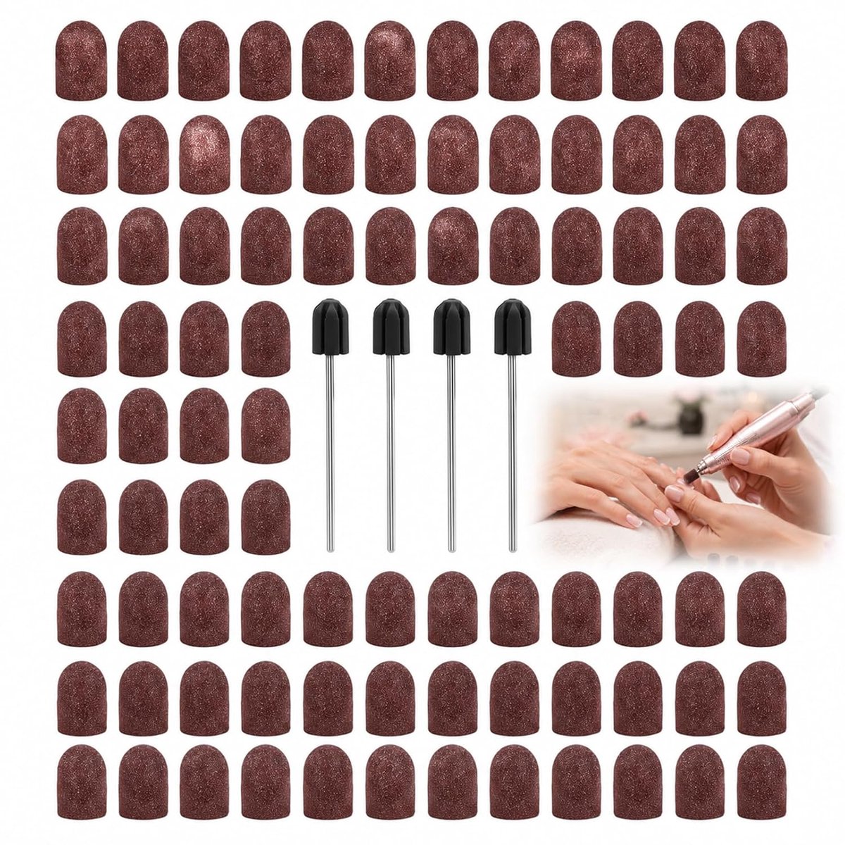 Schuurdoppen 100 stuks - korrel 120 - nagelfrees-opzetstukken - ideaal voor manicure en pedicure - ShopVlot