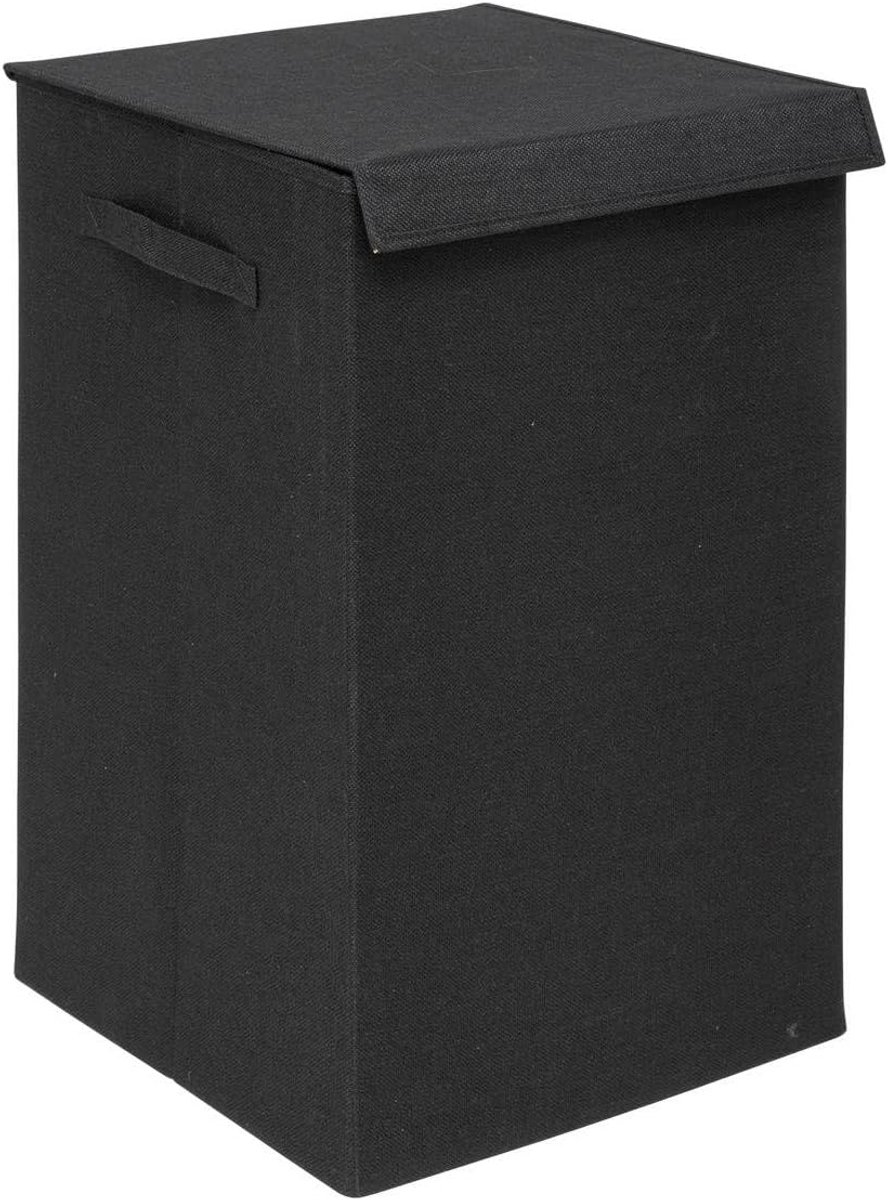 Wasmand 74 liter - zwart - MDF/Polyester - met afsluitklep - ideaal voor gescheiden was - ShopVlot