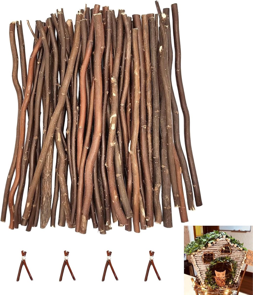 Houten Stokken voor Creatief Werk - 20 cm Lang - Natuurlijk Hout - Ideaal voor Knutselen - ShopVlot