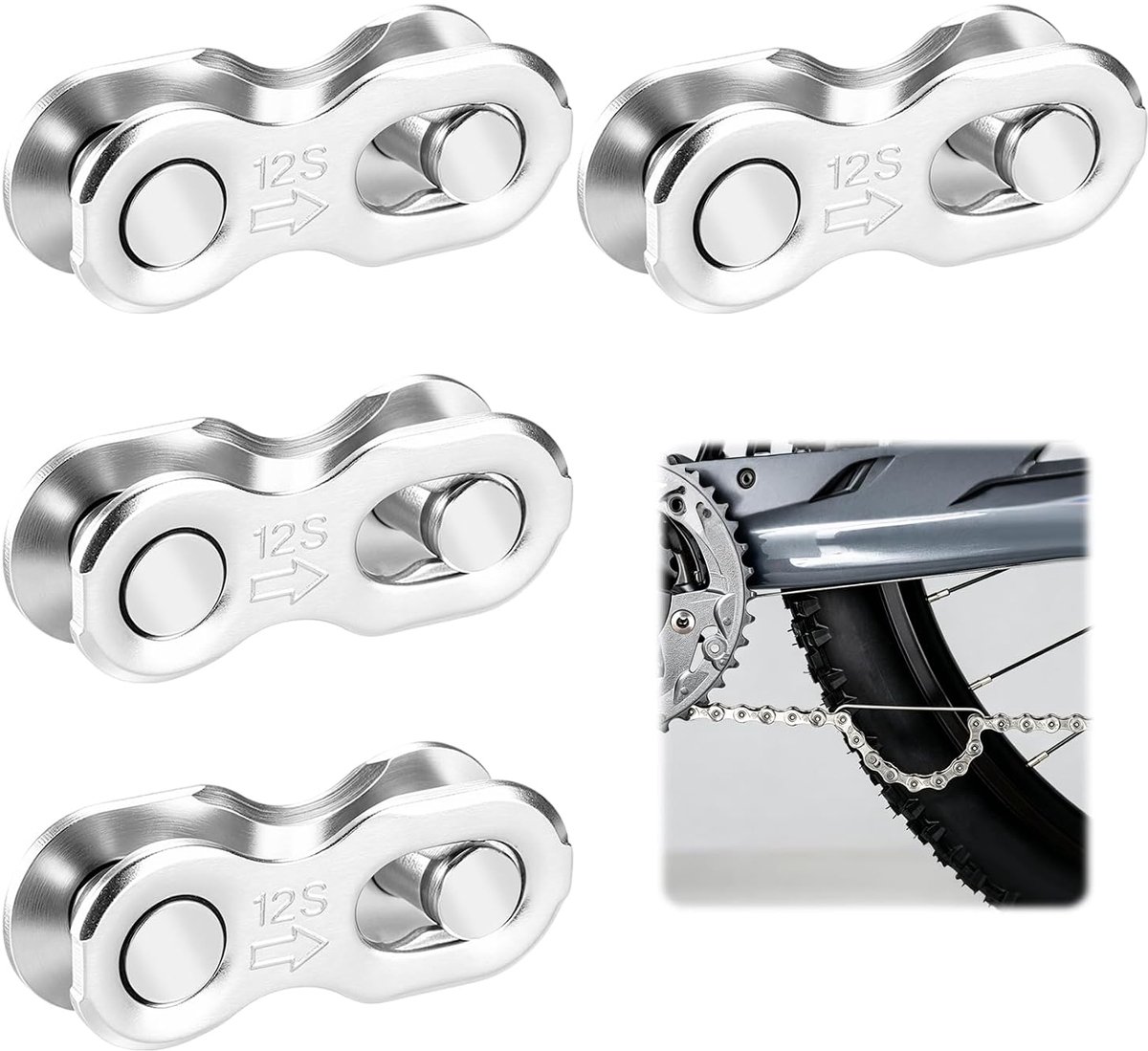 Fietsketting slot - 4 paar - roestvrij staal - 12-voudige compatibiliteit voor Shimano - ShopVlot