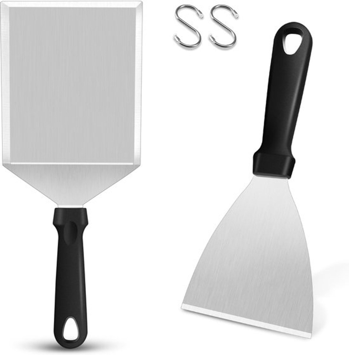 Grillspatelset Roestvrij Stalen - BBQ-Spatel Set van 2 - Grillspatel voor Gasgrill - Vaatwasmachinebestendig - Ideaal Barbecue-Accessoire - Perfect voor Teppanyaki - Barbecuespatel