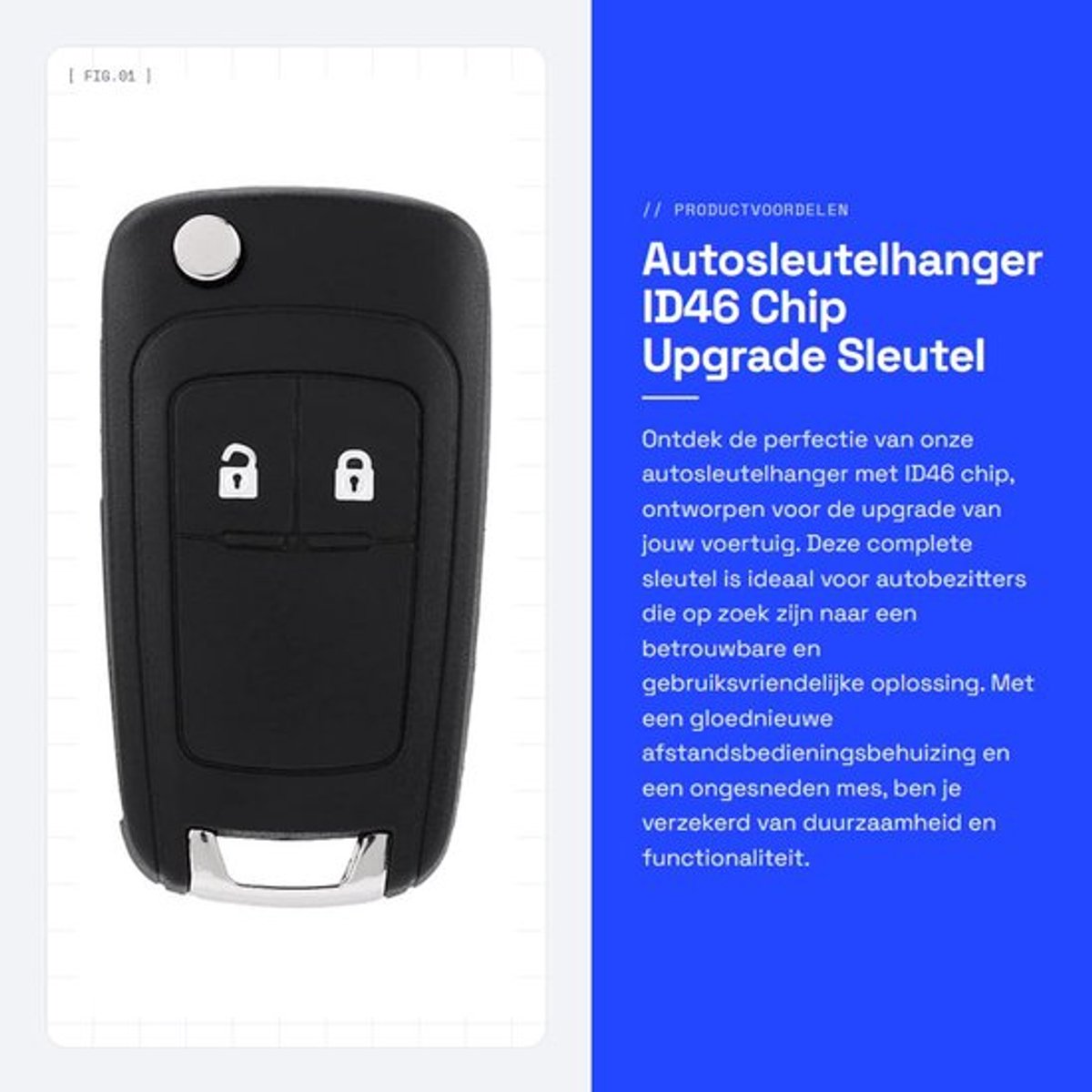 Autosleutelhanger ID46 Chip - Upgrade Sleutel met Elektronische Componenten - Compleet en Gebruiksklaar - 433Mhz Frequentie - Geschikt vo...