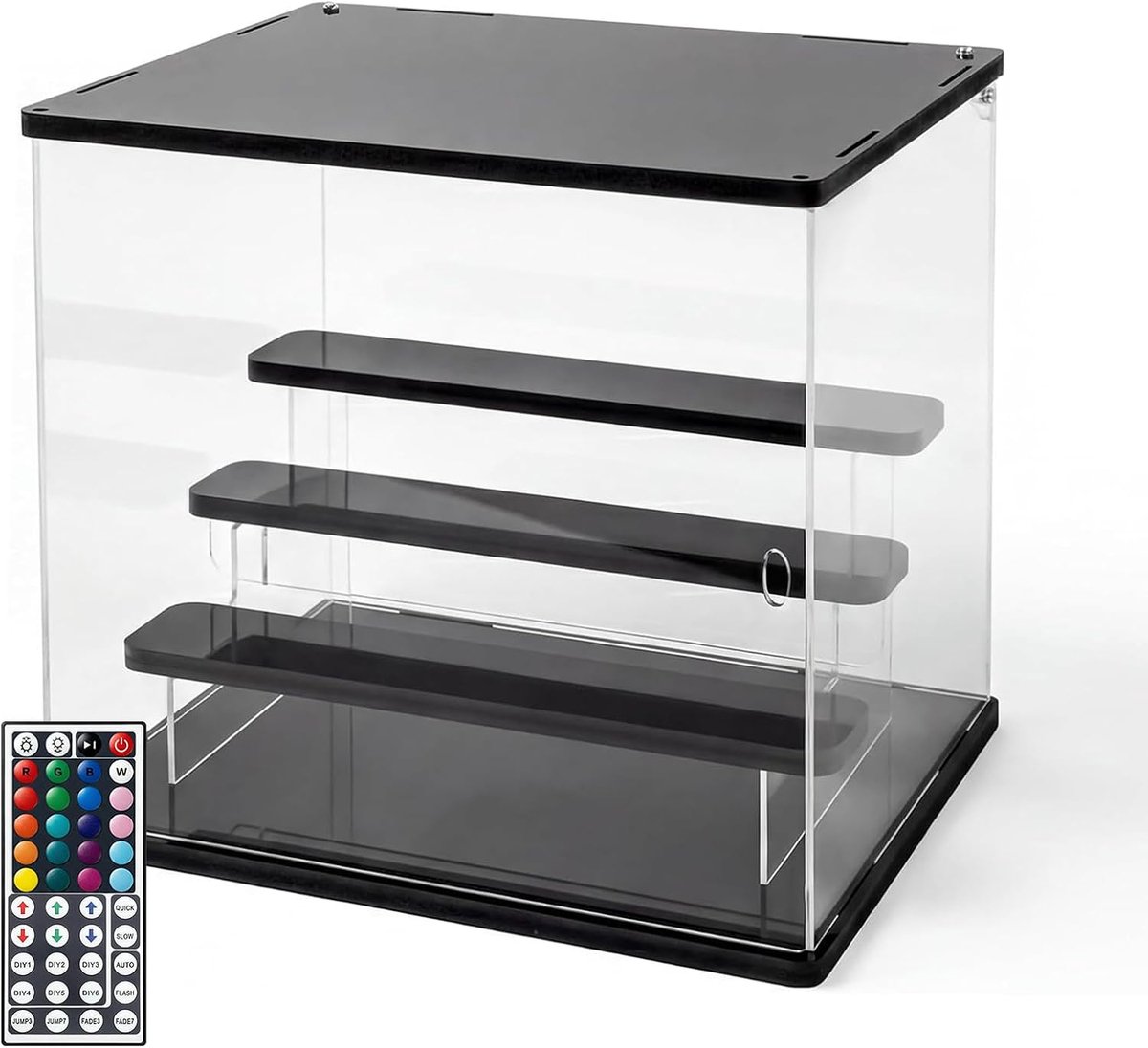 Acryl vitrine 30 x 23 x 24 cm - transparante display box - met LED verlichting - stofdicht voor verzamelobjecten - ShopVlot