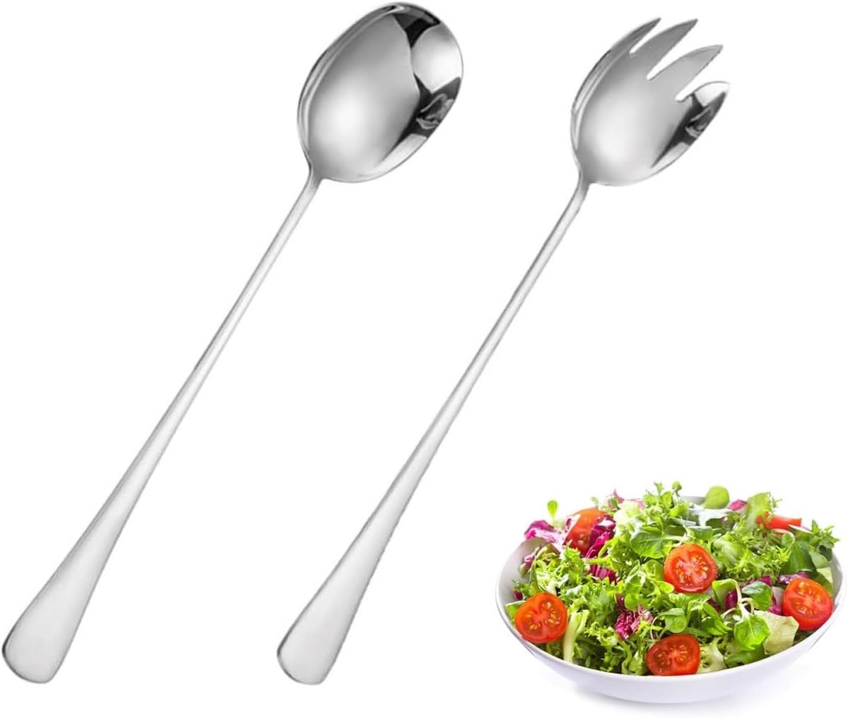 Saladebestek 2-delig - Houten materiaal - Ergonomisch ontwerp - Ideaal voor serveren - ShopVlot