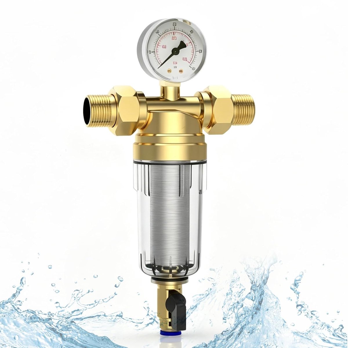 Terugspoelfilter 40 μm - herbruikbaar sedimentwaterfilter - messing filterkop - effectieve waterzuivering - ShopVlot