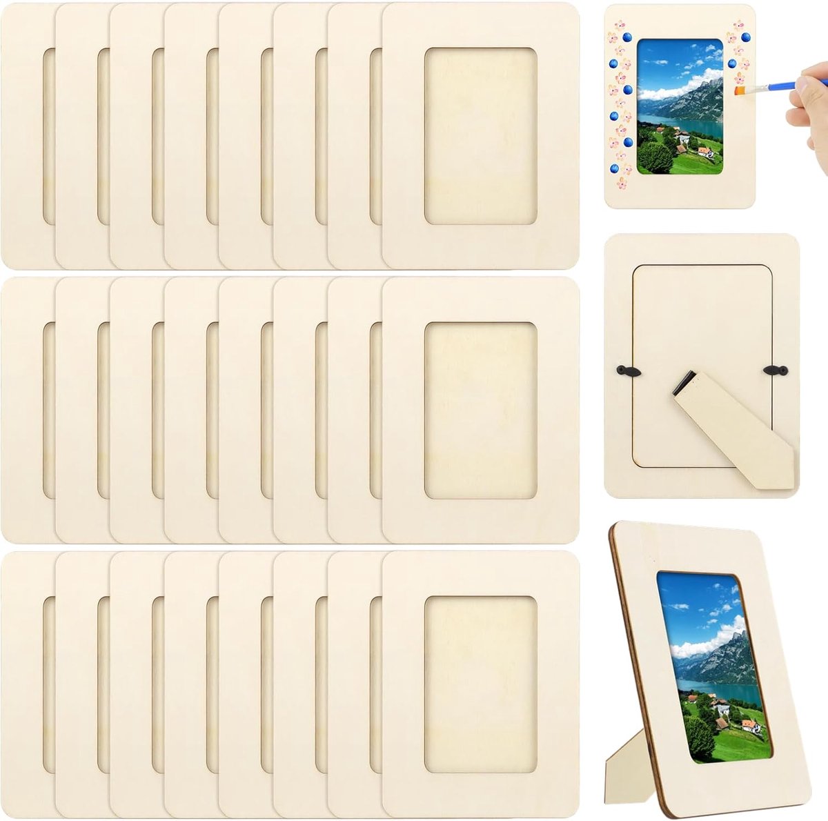 Houten Fotolijsten 24 Stuks - Onbewerkt Hout - Creatief Project - Ideaal voor Persoonlijke Decoratie - ShopVlot