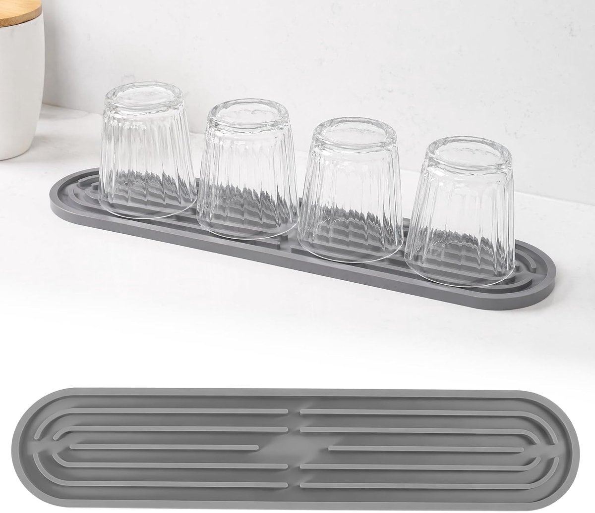 Siliconen afdruipmat 43 x 7,8 cm - smal en antislip - ruimtebesparend voor gootsteen - ShopVlot