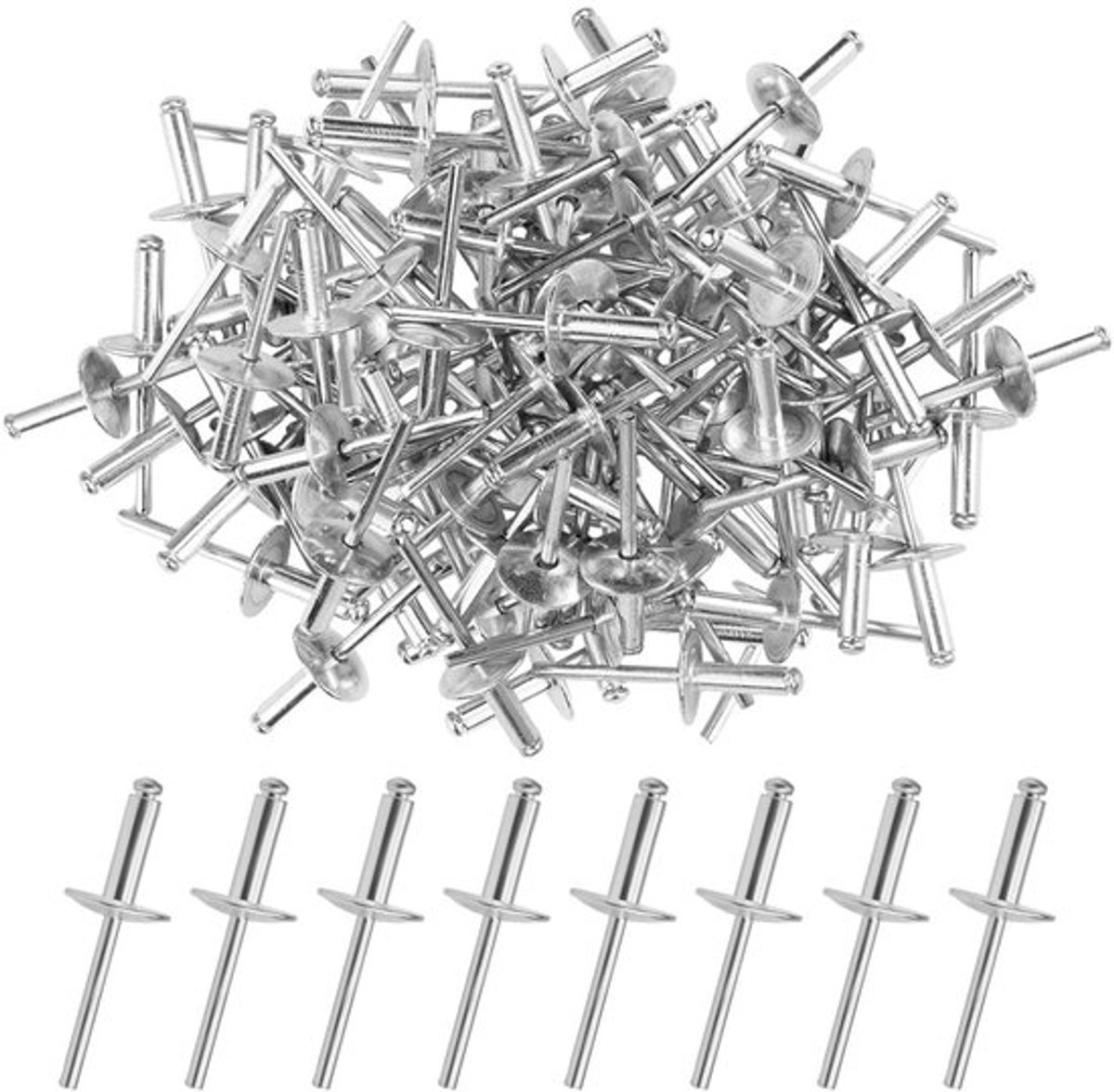 100x Grote Flens Blindklinknagels Aluminium 4,8 x 16 mm voor Metaal