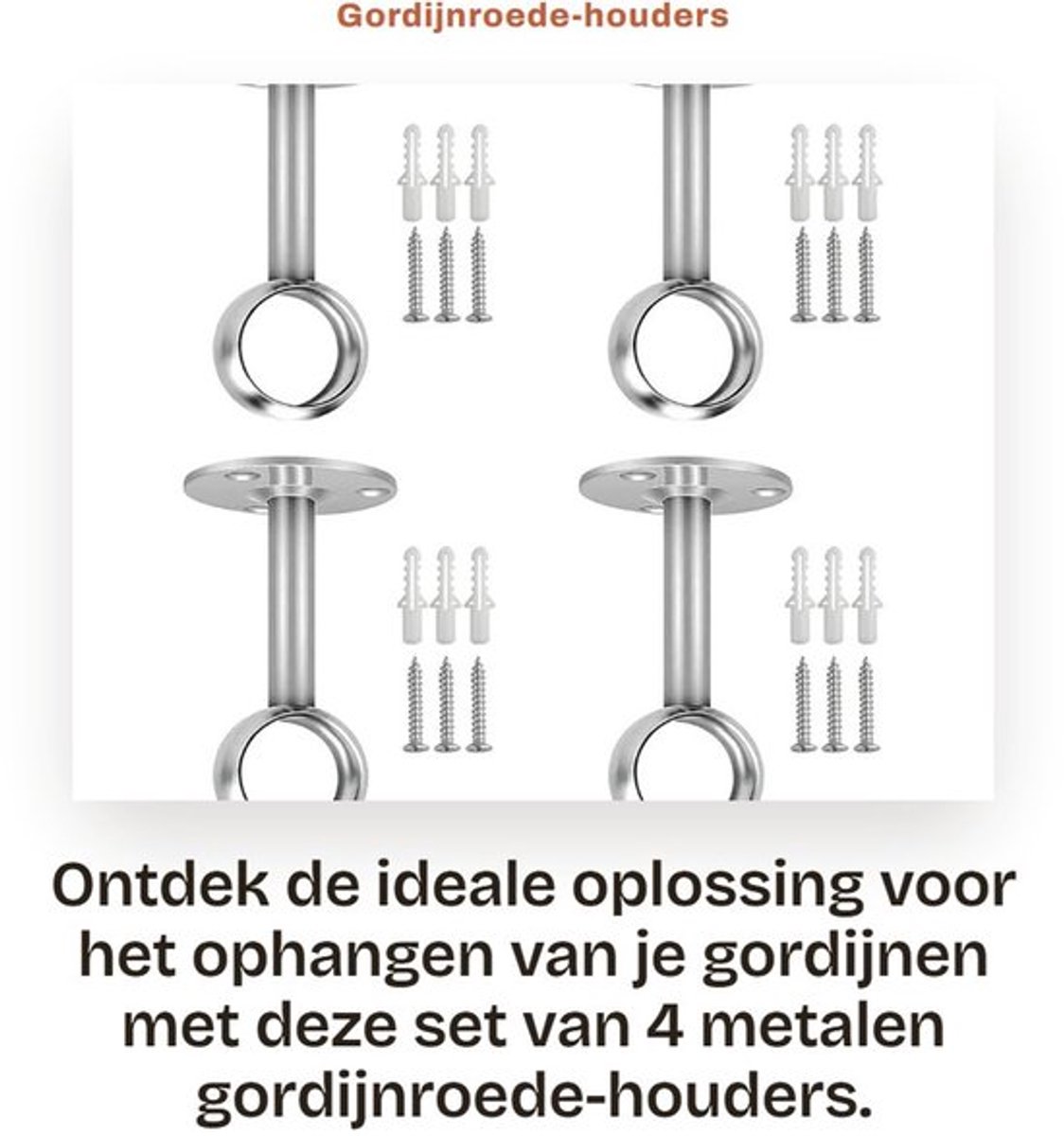 Gordijnsteun Roestvrij Staal - Gordijnhouder - Gordijnhaakjes - Gordijnhaken metaal - Beugel - Geschikt voor 25 mm gordijnstangen - Gordijnhaak