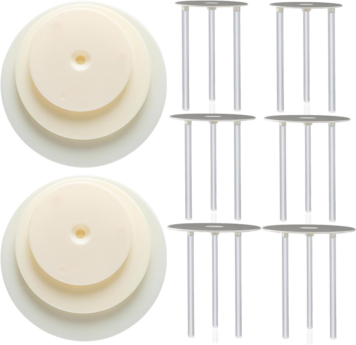BetterJonny Cake Stand, Cake Plate, Reusable, Plastic Cake Stands, 6 Cake Base (12/16/20 cm) with 18 Cake Stands - ShopVlot